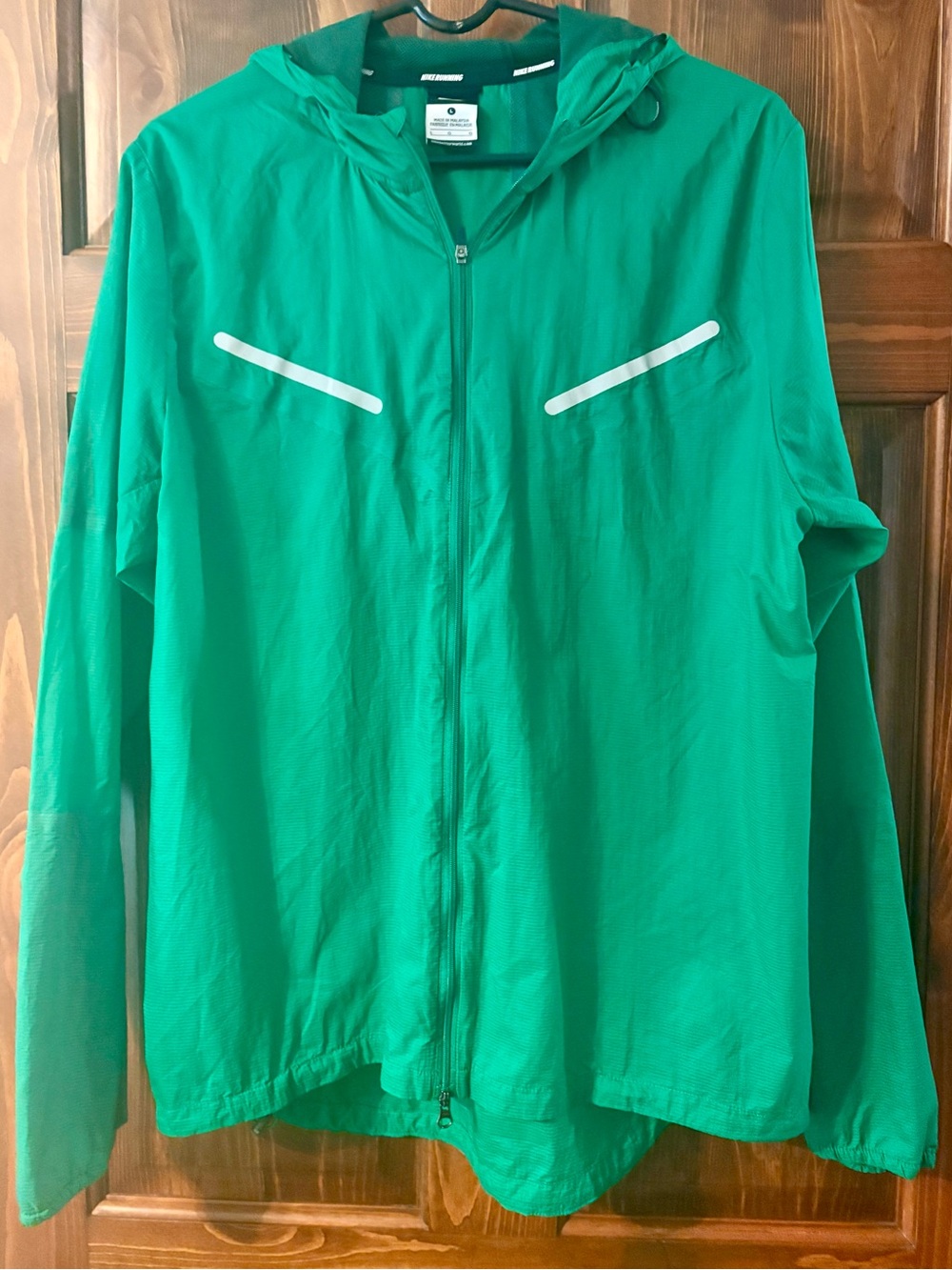 Nike Running Lightweight Green Hooded Windbreaker Jacket SZ Large